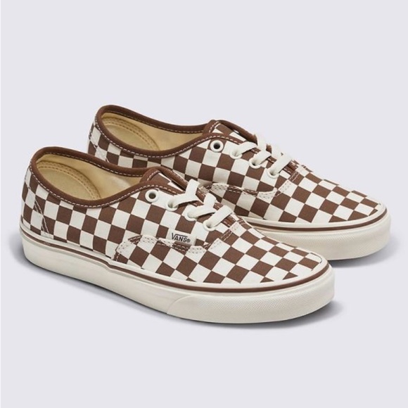 NIB Vans Authentic Brown/White Check Sneakers Size 6.5 - Picture 1 of 6